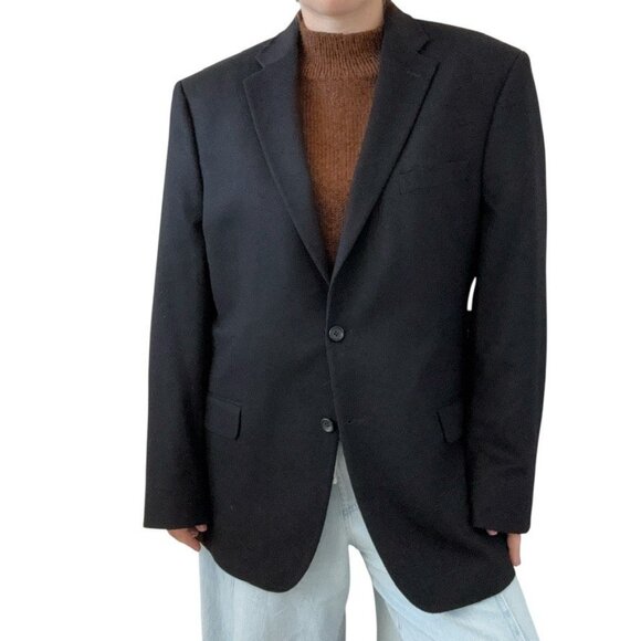 Jos A Bank Signature Mens Black 100% Cashmere Blazer Sport Coat 44L - Picture 4 of 8